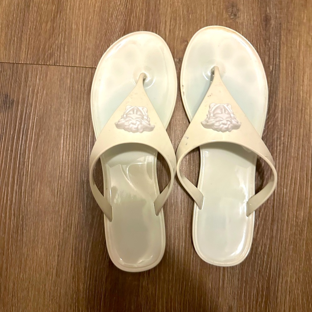 White Versace thong slippers 7